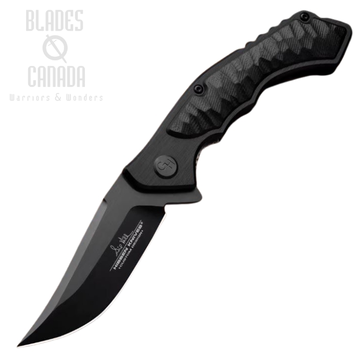 Gil Hibben Black Whirlwind Flipper Folding Knife, Aluminum Handle, GH5114